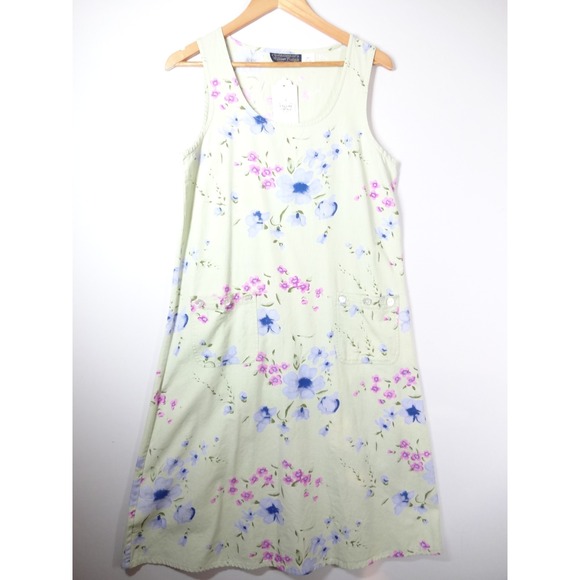 Willow Ridge Dresses & Skirts - VTG 90s Linen Blend Floral Dress MP Sage Green Pockets Cottage Butter Mom Granny